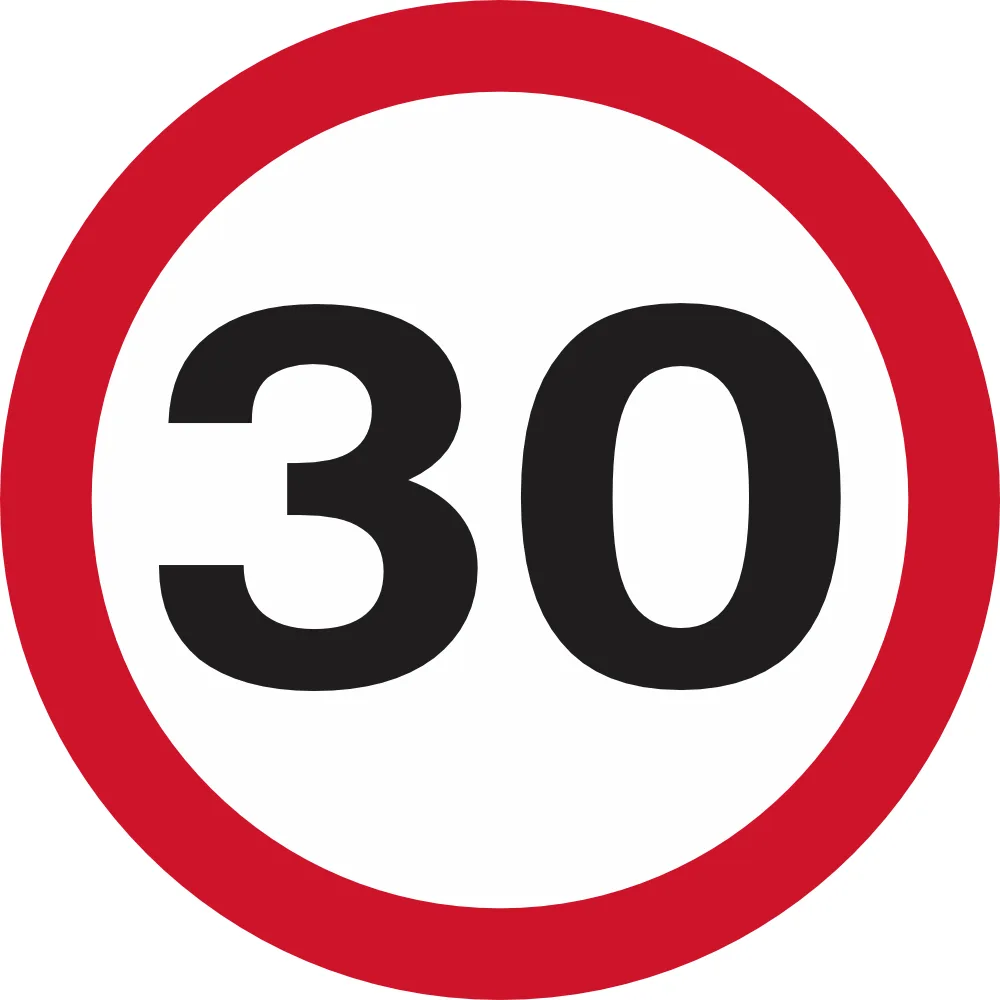 30km Speed Limit road sign (R201) 30 Road Sign