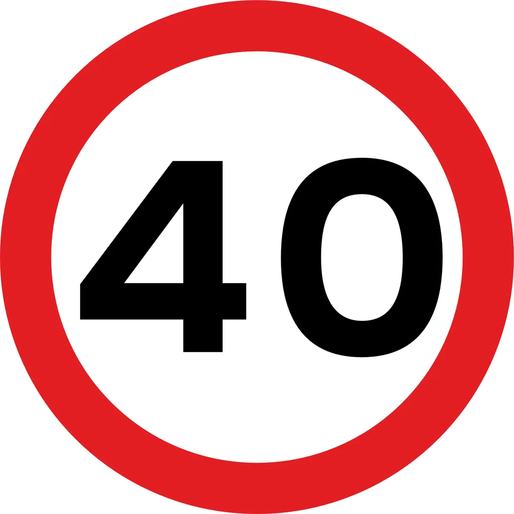 40km Speed Limit Class 1 road sign (R201) 40 Road Sign