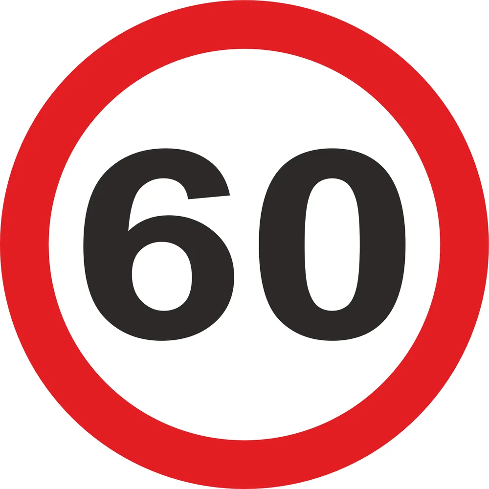 60km Speed Limit road sign (R201) 60 Road Sign