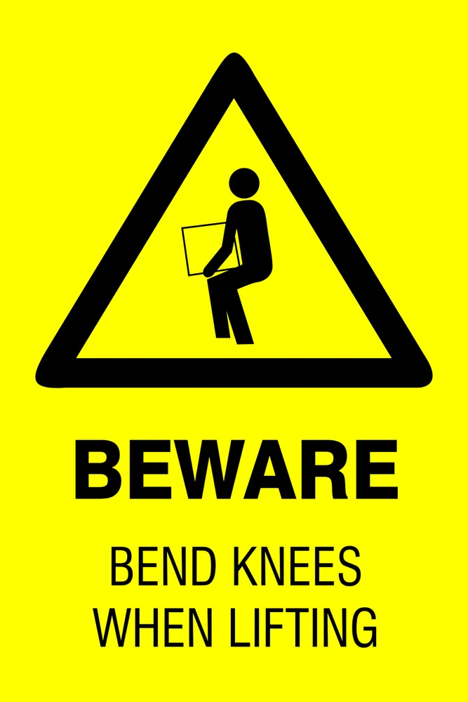 Beware: Bend knees when lifting Safety Sign (HW163)