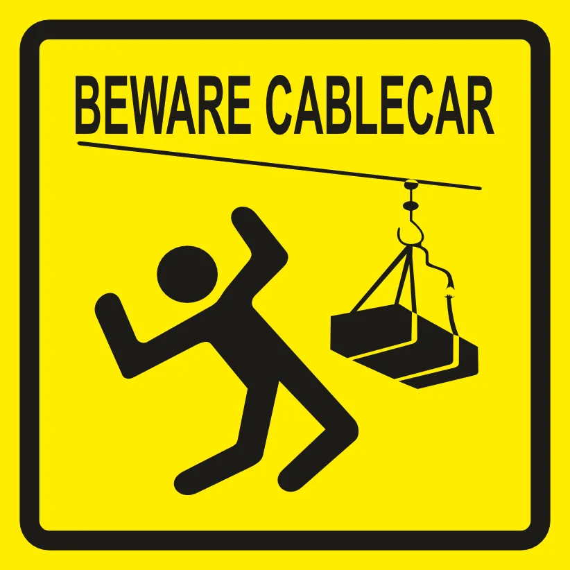 Beware cablecar Safety Sign (FM51)