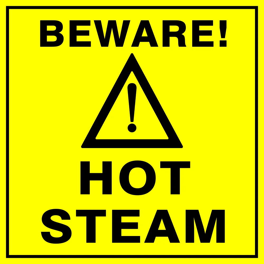 Beware: Hot steam Safety Sign (HW26)
