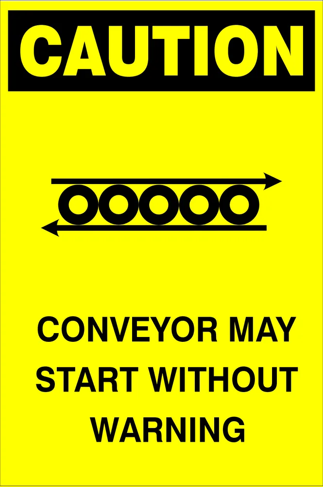 Caution: conveyor may start without warning Safety Sign (CAU132)
