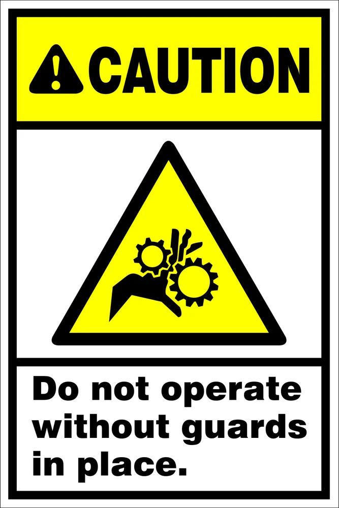 Caution: Do not operate without guards in place Safety Sign (CAU083)