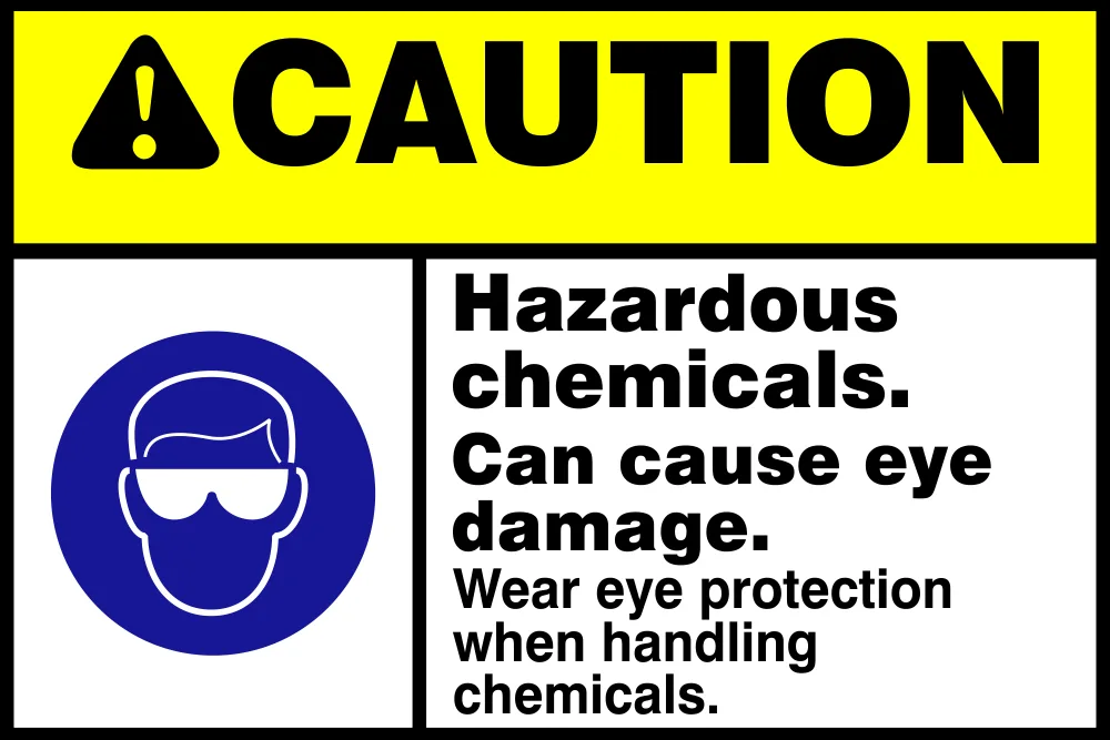 Caution: Hazardous chemicals can cause eye damage Safety Sign (CAU05)