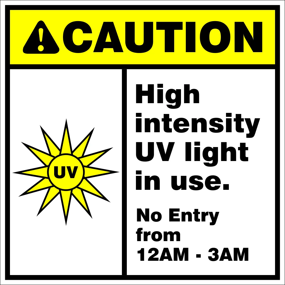 Caution: High Intensity UV light Safety Sign (CAU127)