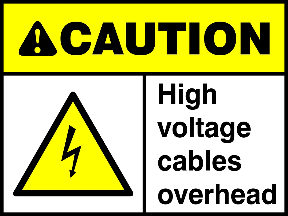Caution: High voltage cables overhead Safety Sign (C56)