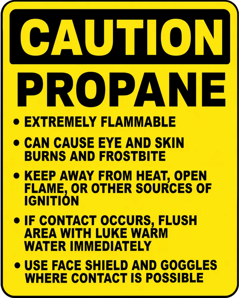 Caution: propane, extremely flammable etc Safety Sign (CAU027)