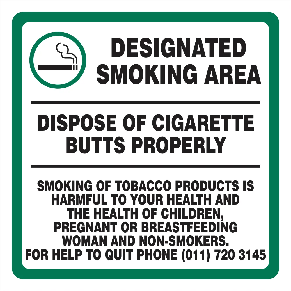 Designated smoking Area Safety Sign (DES01)
