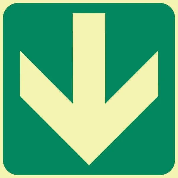 Emergency Exit Green Directional Arrow Photoluminescent Safety Sign (E23) Safety Sign