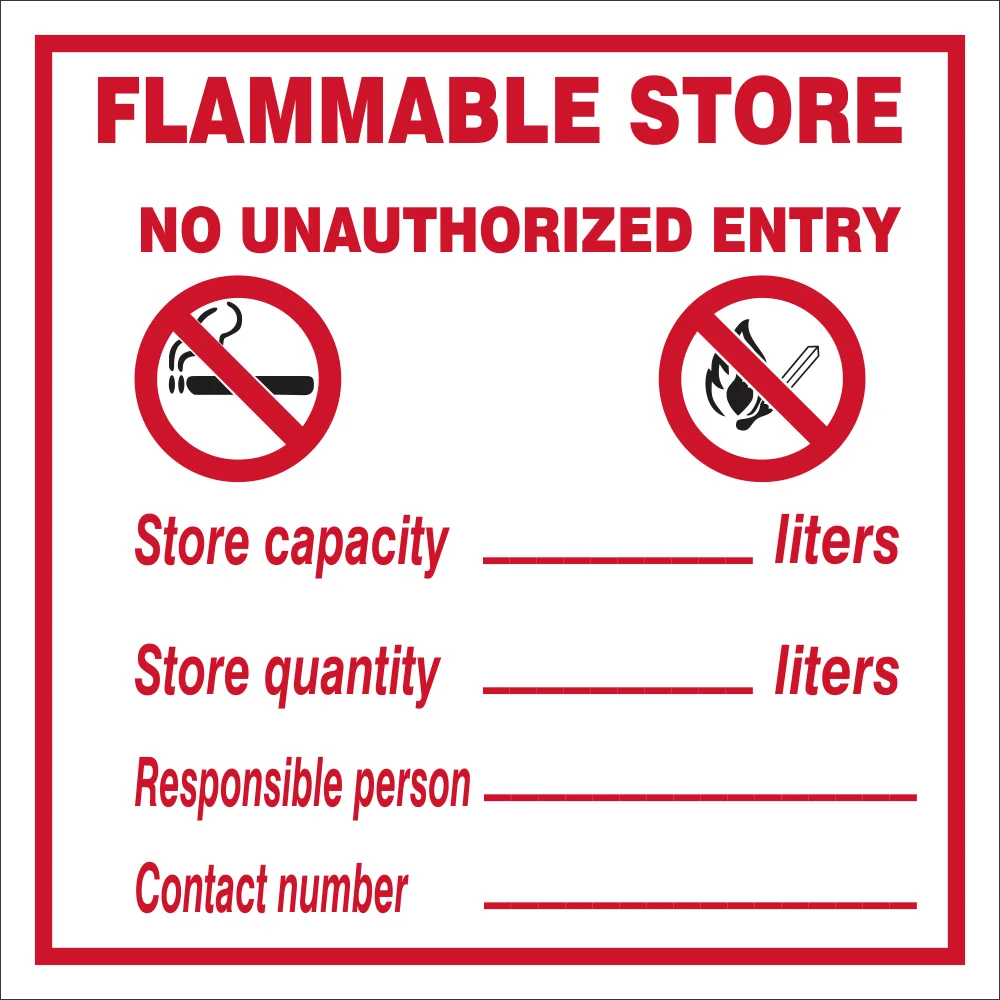 Flammable Store – No Unauthorised Entry Safety Sign (M119)
