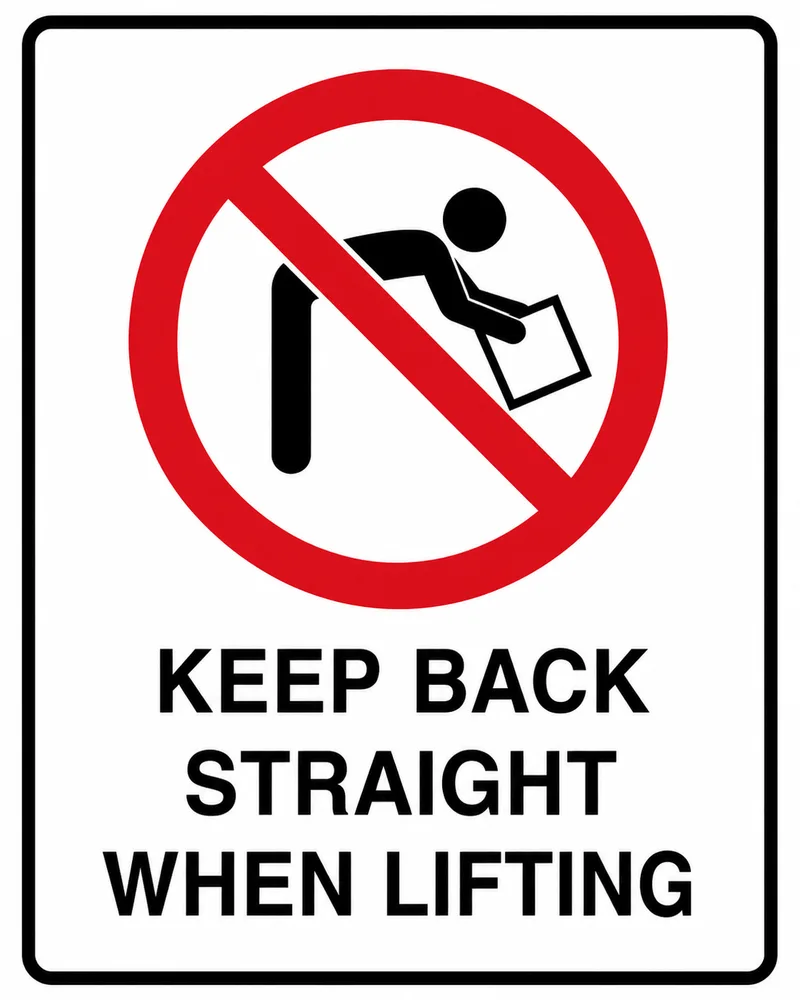 Keep back straight when lift Safety Sign (P26)