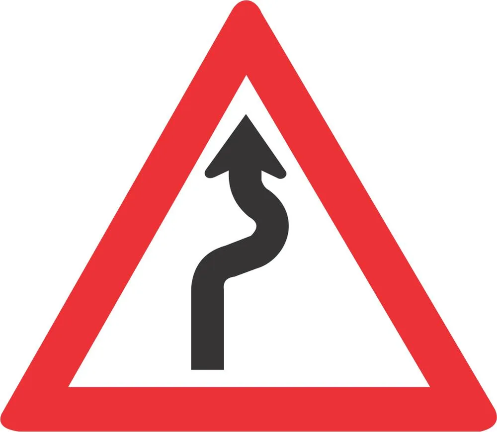 Winding Road (Right - Left) road Road Sign (W208)